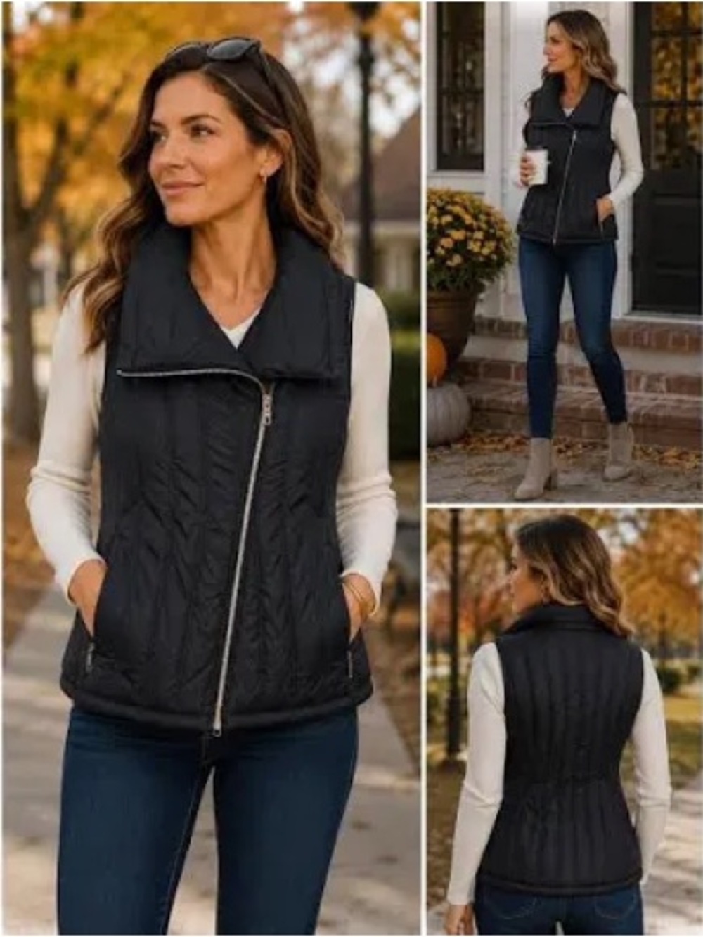 Calvin Klein Performance Asymmetric Down & Feather Drama Collar Puffer Vest
